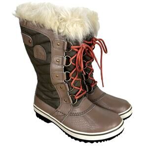 Sorel Tofino II NWOB Waterproof Boots Omega Taupe Paradox Pink Size 6.5 Faux Fur